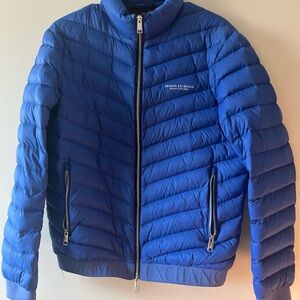 Armani Exchange Men's Royal Blue Quilted Puffer Jacket